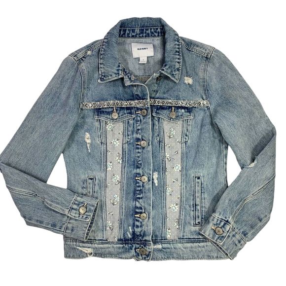 Boho Luxe Elegant Denim Jacket Statement Festival Bling Y2K Glam Gray - Picture 4 of 16